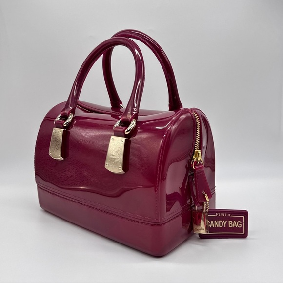 Furla Candy Jelly Satchel Bag – Burgundy, Gold Hardware – New - Picture 12 of 16
